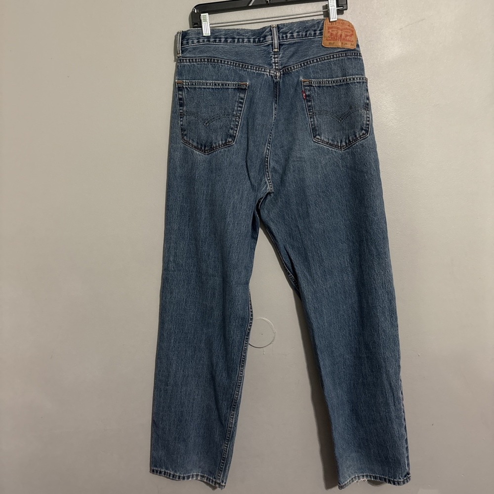Levis 505 Blue Jeans Mens 36x34 Faded Light Wash Straight Work‎ Pants